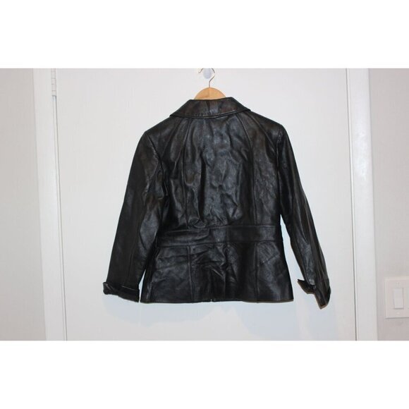 Joseph Ribkoff Black  Leather Minimalist Jacket Women size 10 Old Money - Picture 4 of 10